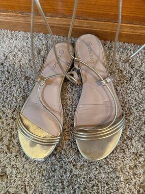 Gold Strappy Flat Sandals